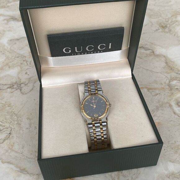 Vintage GUCCI 9000M Gold Plated & Stainless Steel Wristwatch - Unisex - Picture 4 of 16